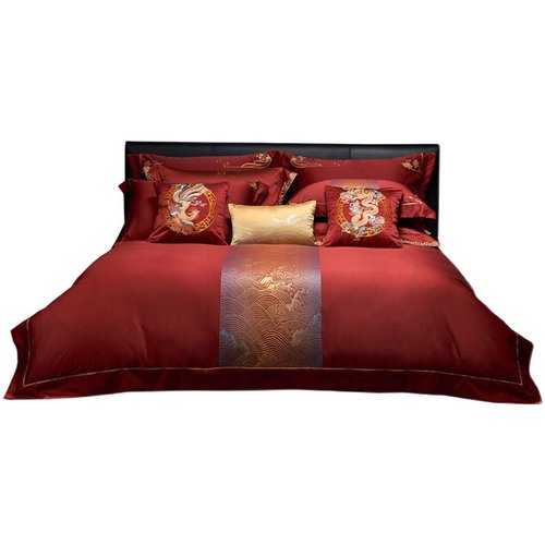 奢华婚礼喜被婚嫁系列纯棉婚庆四件套 红色床单被套结婚床上用品