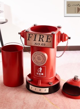 户外铁艺创意个性复古工业风消防栓垃圾桶大容量户外灭烟筒摆件