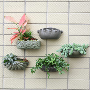 水培壁挂花盆免打孔陶瓷悬挂式 绿萝铜钱草创意大号 墙上盆景垂吊式