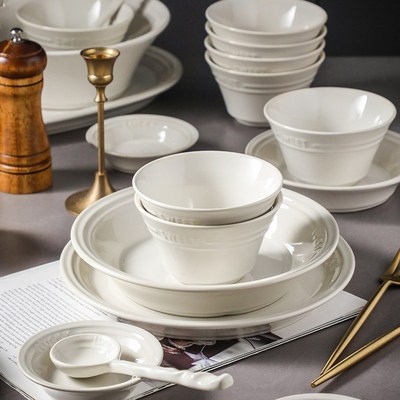 CDOK松露白盘子碗菜盘家用高级感创意个性陶瓷盘深盘商用餐具北欧