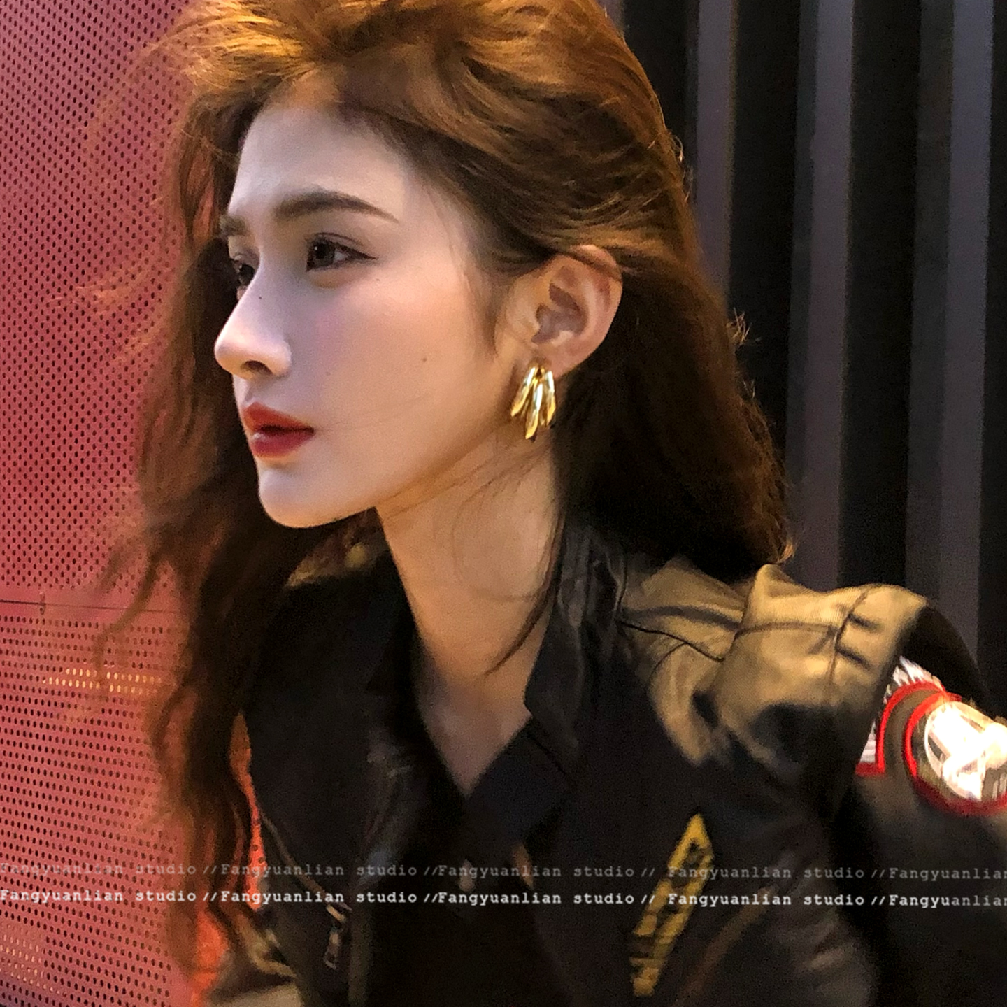 复古港风金属素圈耳环女