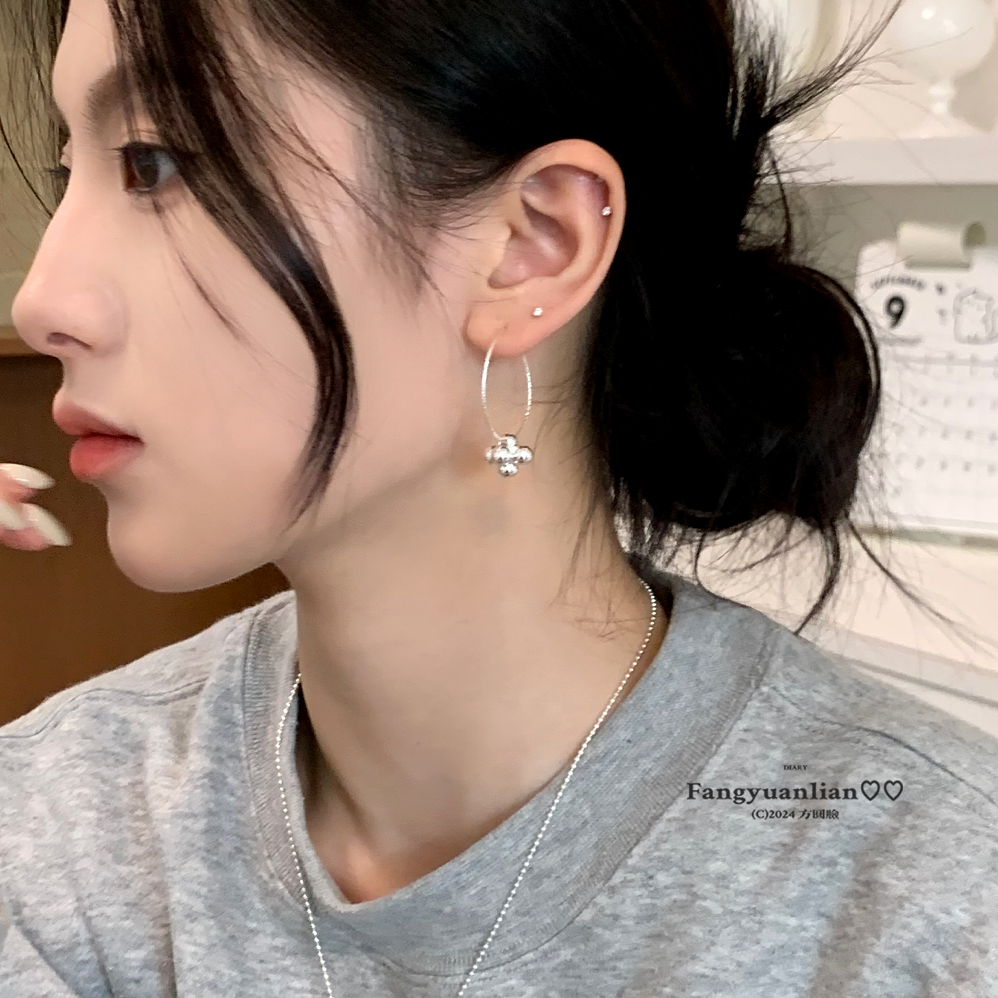 fever同款韩系银球圈圈耳环女