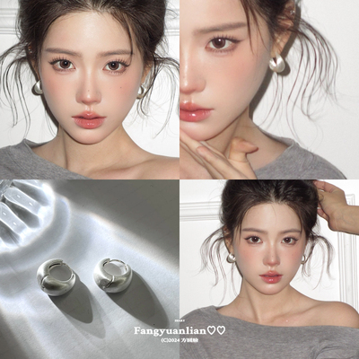 高级感水滴素圈拉丝耳扣耳环女