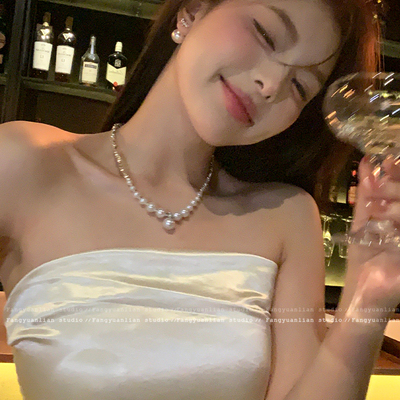 极光珍珠碎银子项链女2025爆款