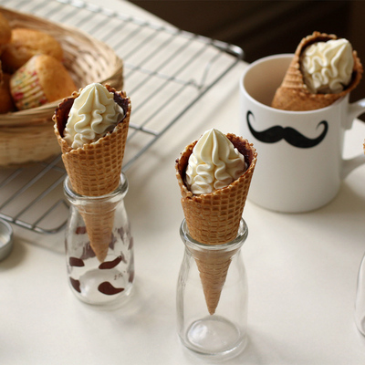 23冰激凌脆皮甜筒小花边400支装 冰淇淋蛋卷尖底加厚脆筒含纸套