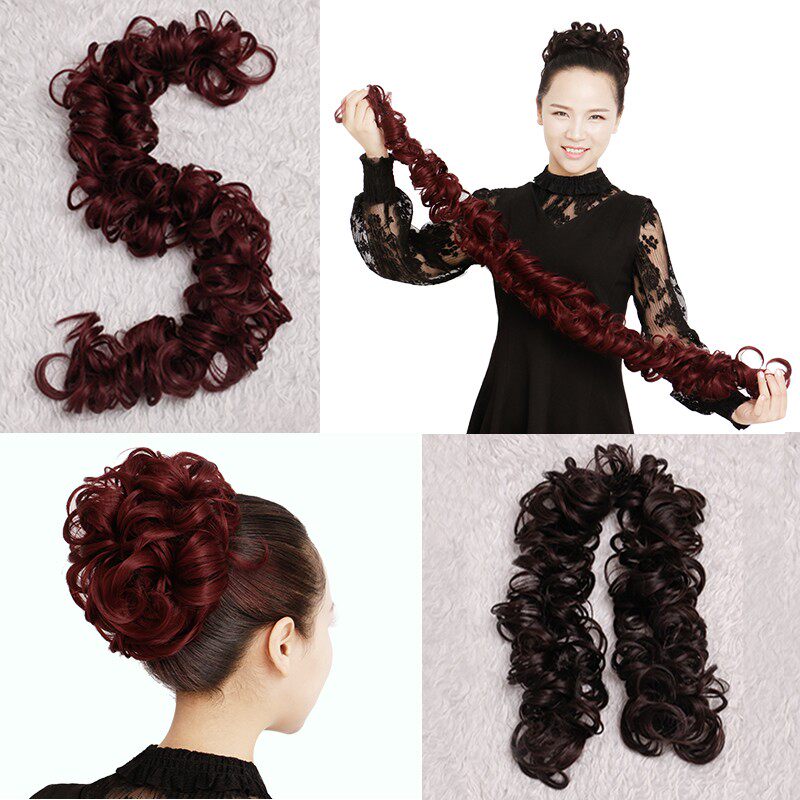 新款假发条毛毛虫丸子盘发器头花饰品新娘造型缠绕式自然蓬松包邮