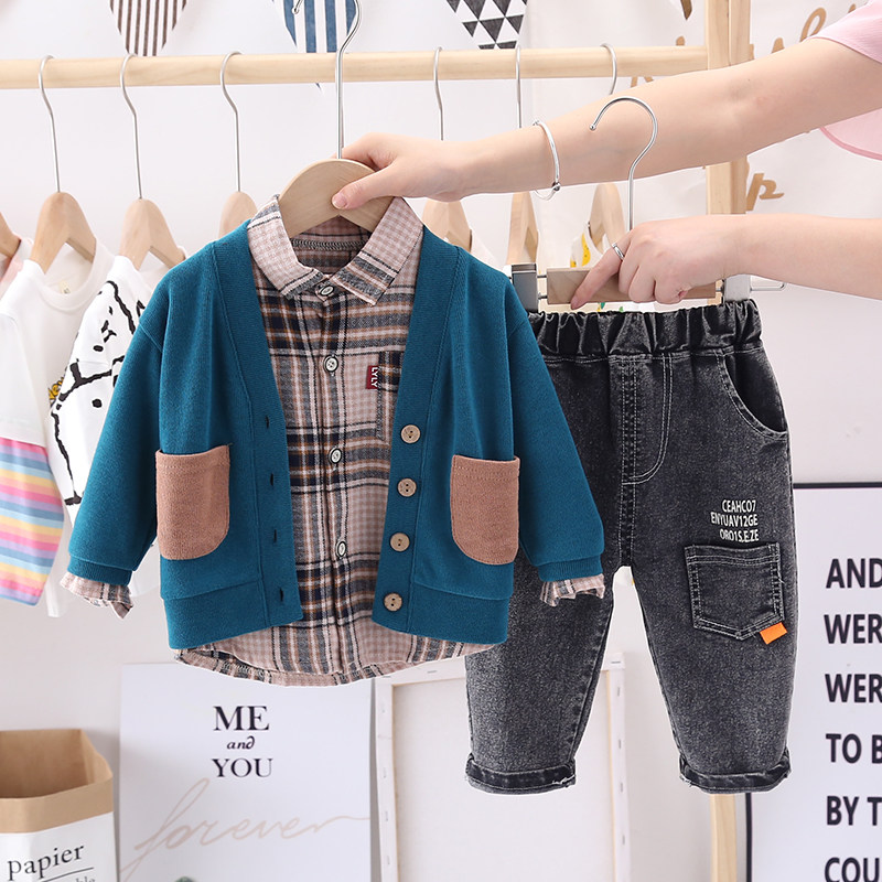 一岁男童春装2小孩子新款套装可爱儿童装三件套4纯棉衣服3宝宝1潮