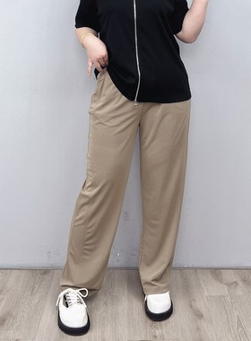 黑色阔腿裤女夏季大码女装胖mm宽松显瘦直筒垂感薄款高腰休闲裤子