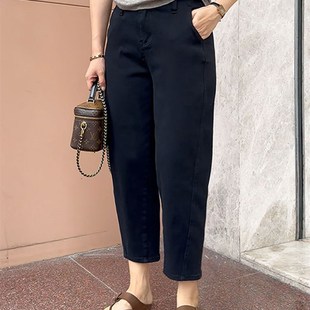 梨形身材弹力九分显瘦老爹裤 白色哈伦牛仔裤 大码 春秋款 女2024新款