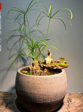 古法养鱼大缸黑色复古紫砂无孔景德镇陶瓷睡莲盆盆荷花专用盆水缸