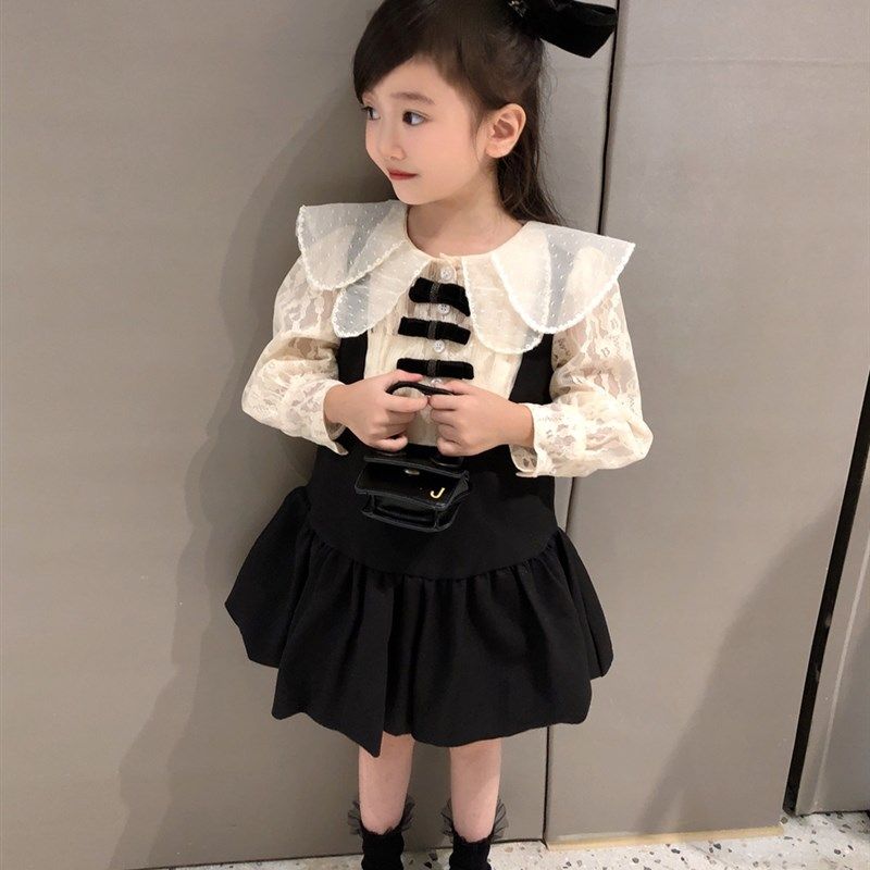 女童裙子2024新款时尚甜美生日公主裙长袖薄款儿童宝宝秋装连衣裙