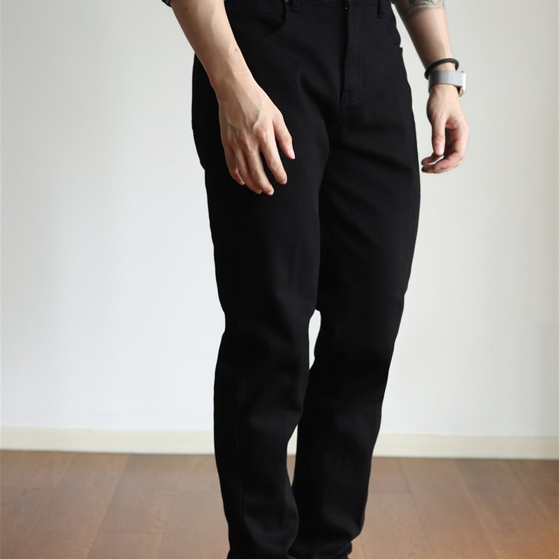 YUXIAN黑牛水洗四面弹力休闲商务黑色牛仔裤修身直筒弹力男士长裤