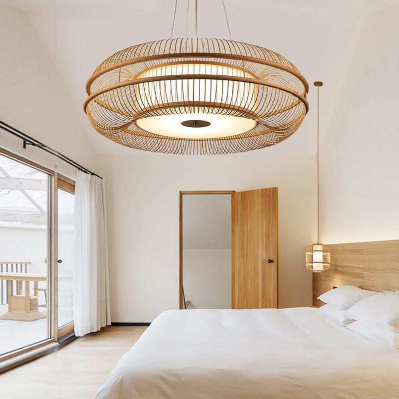 新中式禅意个性简约竹编吊灯东南亚民宿竹编日式卧室茶室客厅竹灯