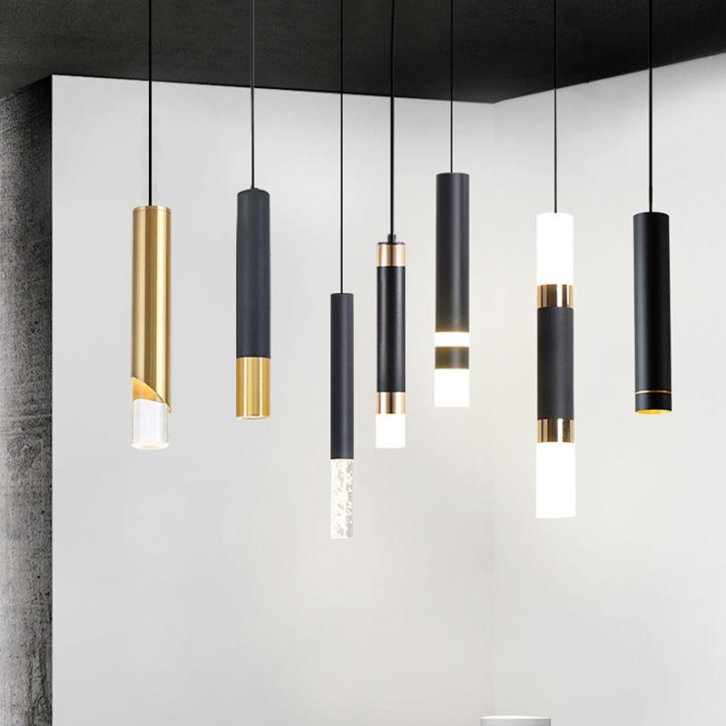 北欧卧室床头小吊灯极简现代简约客厅餐厅吧台背景墙水管吊灯长筒