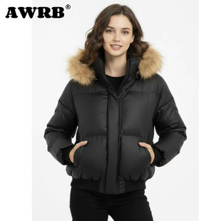 cleanfit派克服加厚外套棉衣 冬季 AWRB美式 高街连帽可拆卸毛领短款