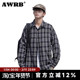 AWRB港风长袖 格子衬衫 男秋冬小香风潮流ins日系衬衣外套
