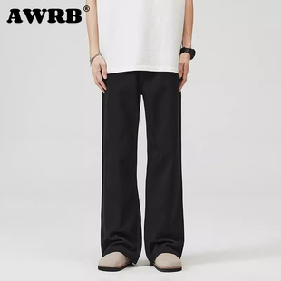 休闲cleanfit松弛感拖地直筒裤 AWRB休闲微喇基础简约长裤 男美式