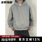 卫衣男加厚休闲百搭帽衫 AWRB美式 复古cleanfit短款 宽松简约上衣