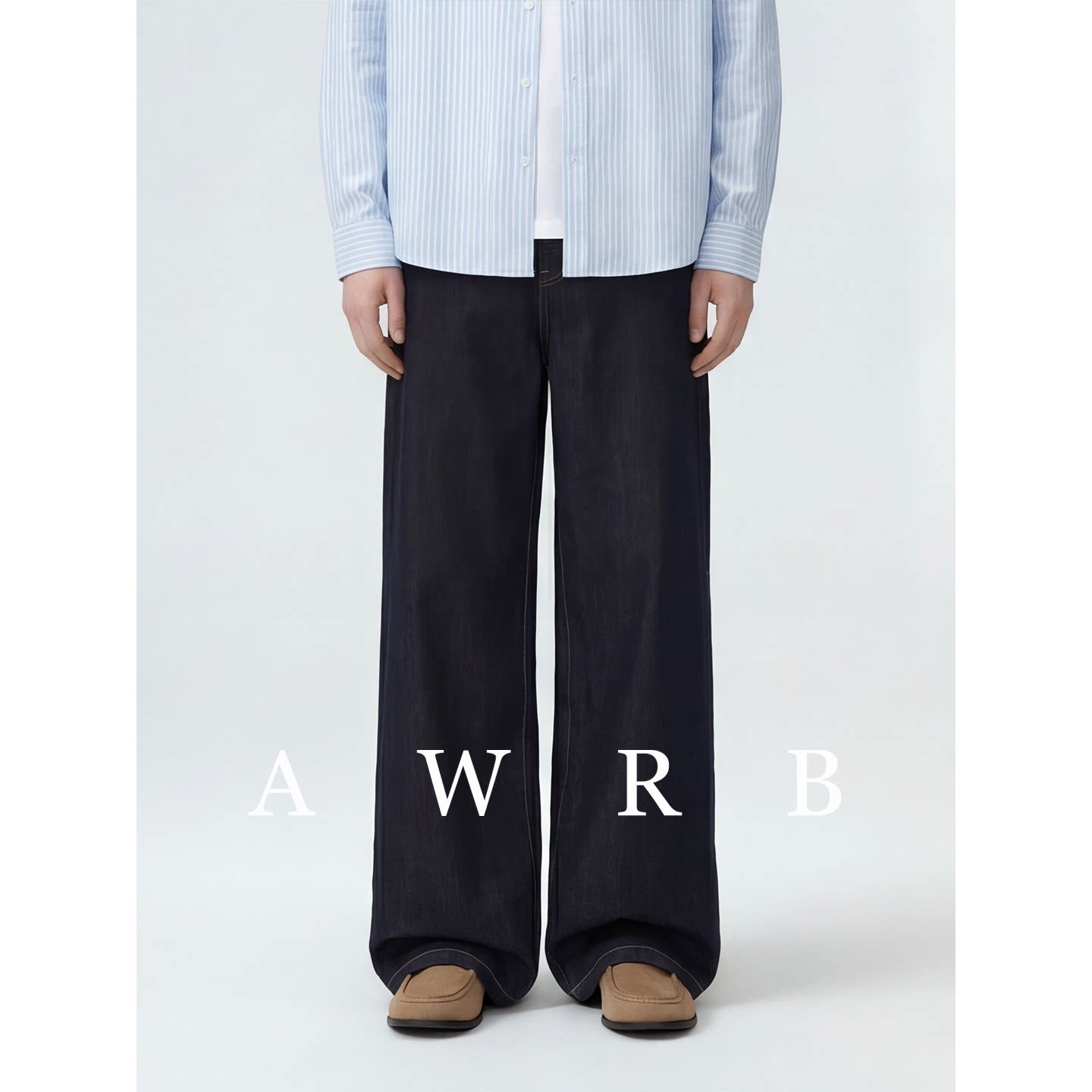 AWRB黑色复古怀旧老钱风直筒裤男女2025秋冬新款宽松A型牛仔裤
