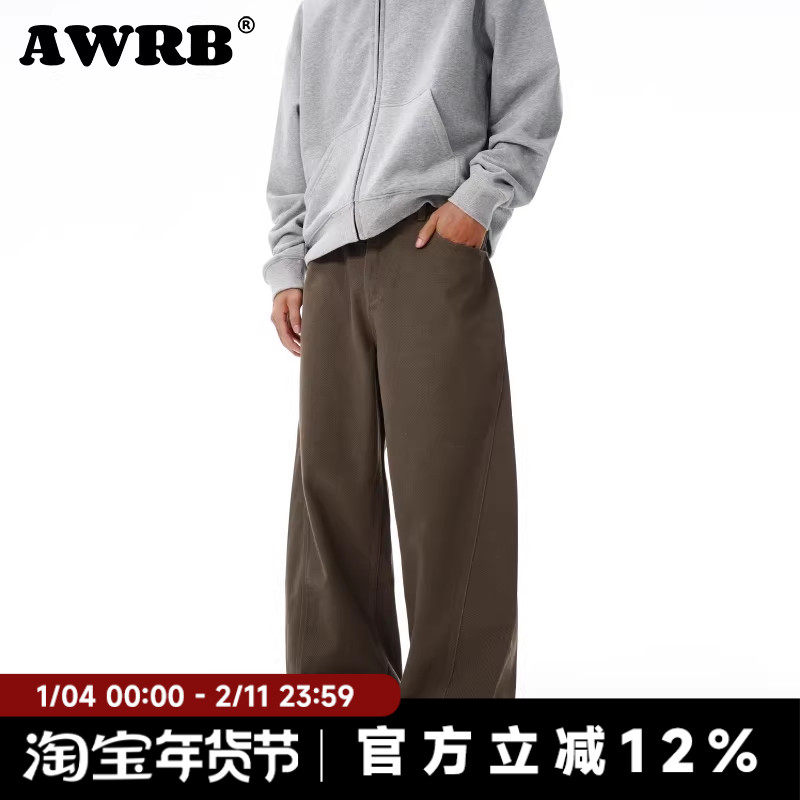 AWRB美式复古直筒休闲裤男秋季宽松百搭阔腿裤高街潮牌工装长裤子,男装,牛仔裤,淘宝优惠券,粉丝福利购,淘宝优惠卷