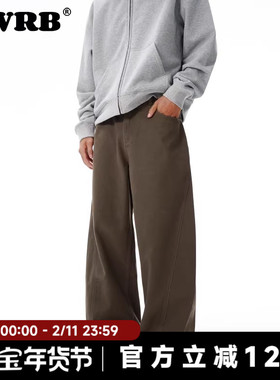 AWRB美式复古直筒休闲裤男秋季宽松百搭阔腿裤高街潮牌工装长裤子