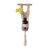 田园风手工网兜吊盆吊篮阳台花园挂毯装 饰花盆架棉绳民宿挂饰品