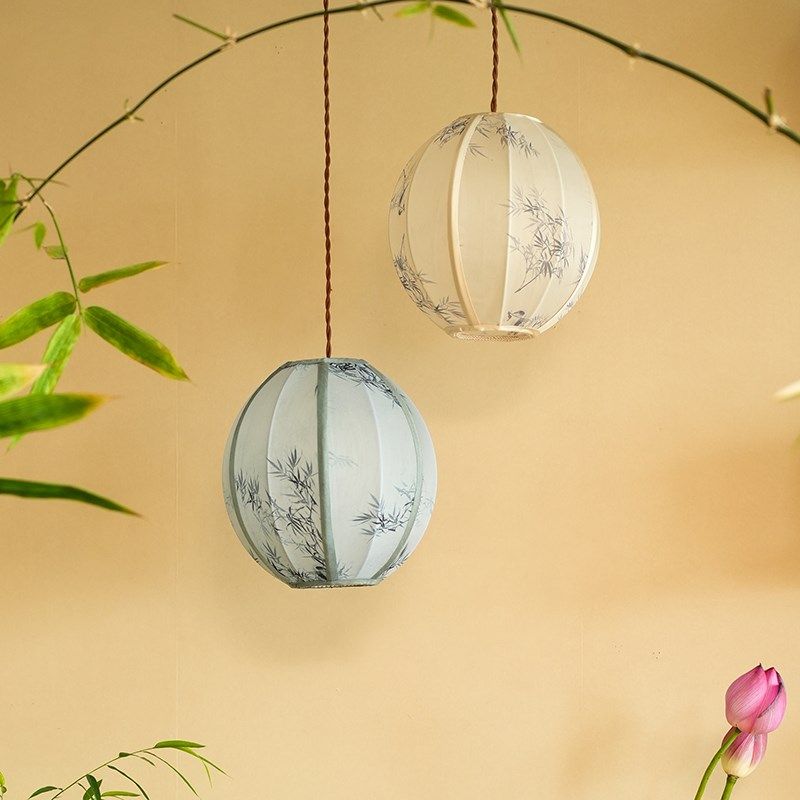 物几竹影新中式复古灯笼布艺儿童房餐厅书房卧室茶室灯具球形吊灯,家装灯饰光源,餐厅吊灯,淘宝优惠券,粉丝福利购,淘宝优惠卷