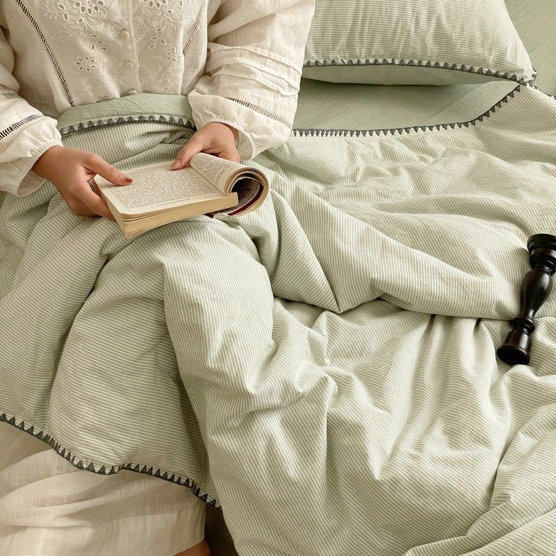 密条纹大豆夏被四件套全棉水洗棉薄款被子纯棉可机洗空调被夏凉被,床上用品,化纤被,淘宝优惠券,粉丝福利购,淘宝优惠卷