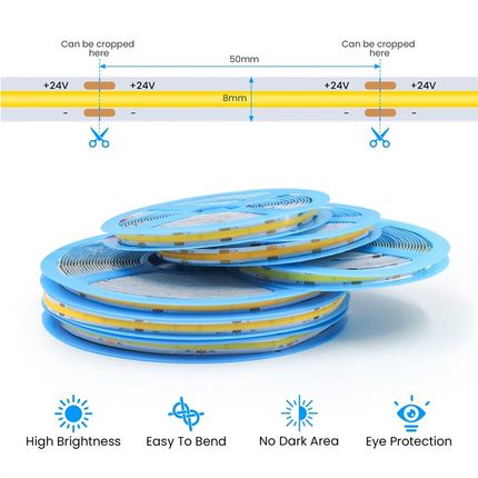 COB灯带led低压12v线形嵌入式3500K自粘24v客厅吊顶无主灯线条灯