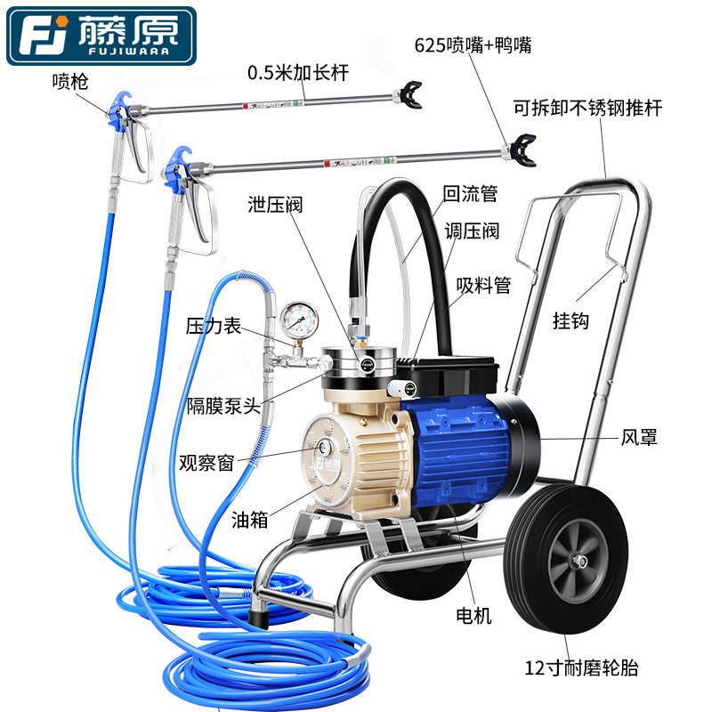 藤原电动喷涂机多功能大功率全自动高压无气乳胶漆油漆涂料喷漆机,五金/工具,其它电动工具,淘宝优惠券,粉丝福利购,淘宝优惠卷