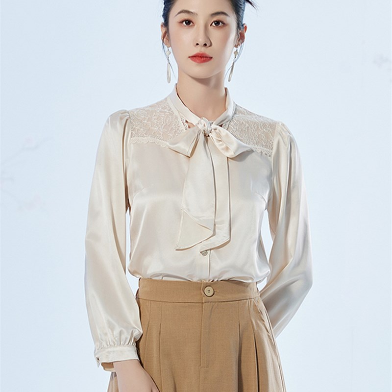 固执春季新蕾丝拼接长袖衬衫80121CS07186