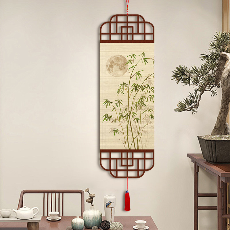 中古风兰花竹子四叶草中国结挂饰入户玄关客厅装饰画餐厅书房挂件