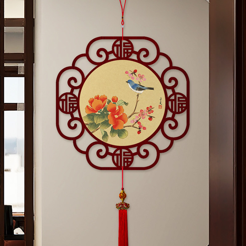 中国结福字挂件挂饰客厅大号玄关2026新款高档花鸟国画新年装饰,特色手工艺,中国结,淘宝优惠券,粉丝福利购,淘宝优惠卷