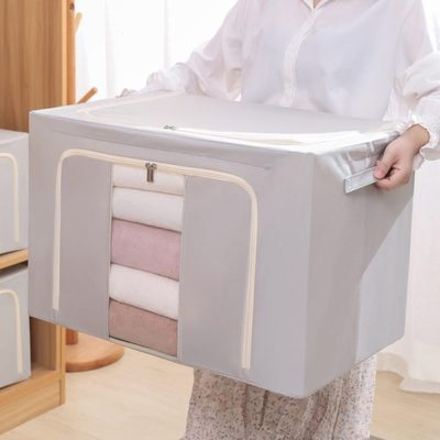 衣服收纳箱布艺家用大号整理盒可折叠储物箱子衣橱收纳盒简约日式
