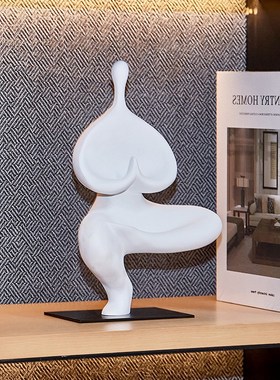 现代抽象瑜伽人物雕塑摆件酒柜玄关电视柜客N厅样板间软装饰品极