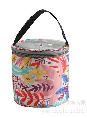 新款精致迷你纱线储物小桶包红色玫瑰花带毛线孔防水包毛线收纳包