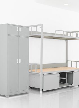 制式上下铺钢制铁架床学校宿舍高低床双层床单人铁艺床加厚单层床
