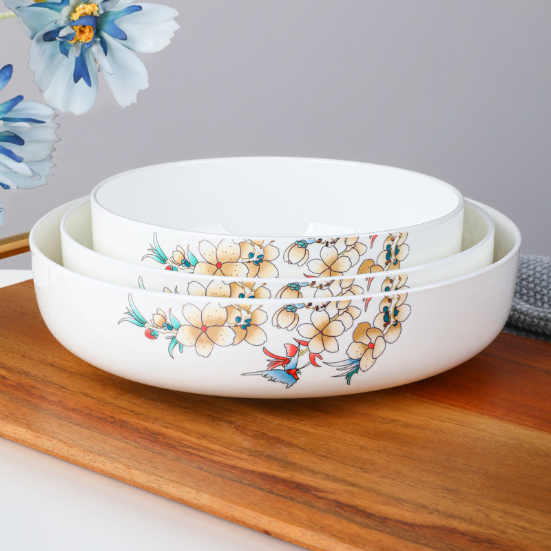 4个骨瓷盘子菜盘家用深口窝盘拌面盘沙拉盘汤盘欧式陶瓷创意餐具,餐饮具,盘,淘宝优惠券,粉丝福利购,淘宝优惠卷