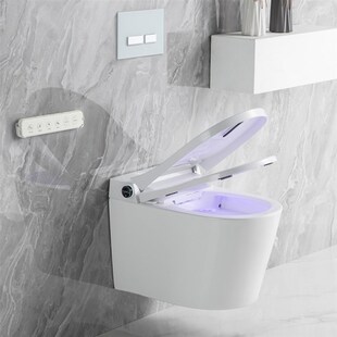 配暗装 壁挂式 电B动冲水自动翻盖马桶 家用悬挂式 水箱 智能坐便器