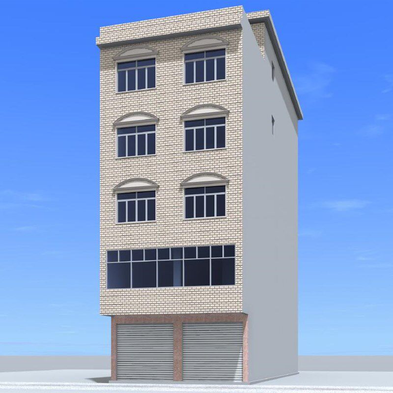 8.1x20米五层半自建房设计图临街楼房门面结构施工图外.观图效果