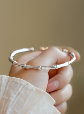 磨砂竹节手镯手环女生小众实心开口感时尚民族风饰品礼物