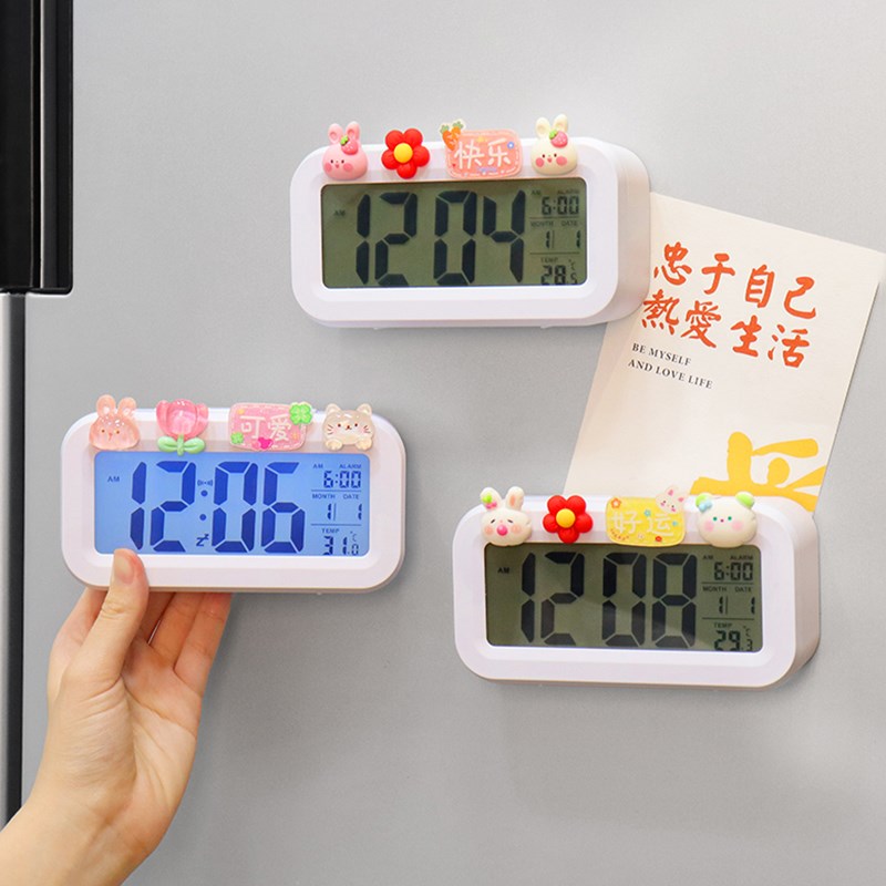 儿童闹钟学生专用起床神s器创意磁性贴冰箱贴智能电子摆台式时钟