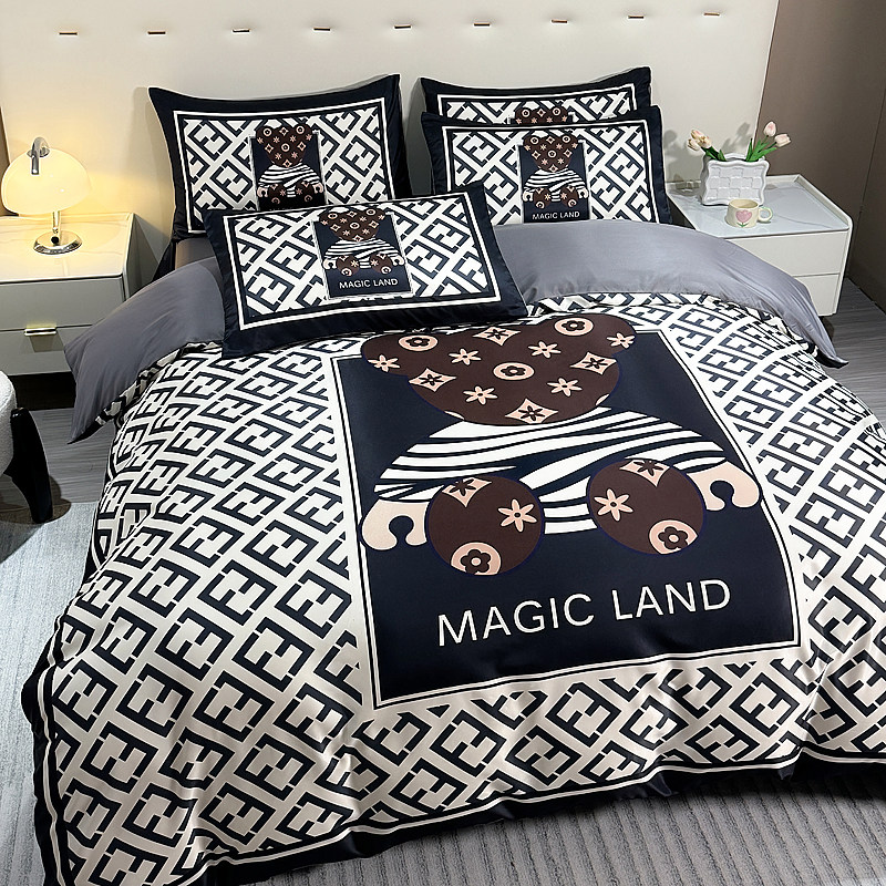 潮牌轻奢风冰丝四件套床上用品学生宿舍三件套水洗棉被套床单床笠