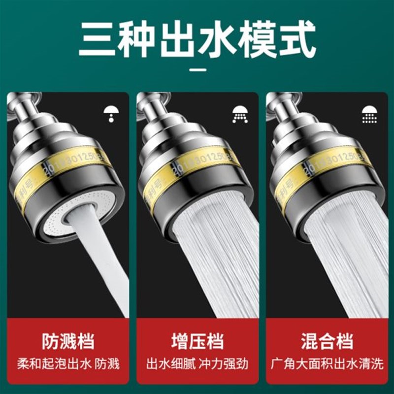 心力水龙头防溅头精铜厨房龙头延伸器家用自来Q水过滤节水通用增