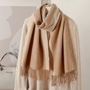 2022新款 双面羊毛围巾米色披肩年会流苏披肩素色围巾加工定制