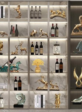 新中式客厅餐边柜酒柜装饰品摆件轻奢高档O高端大气上档次工艺品