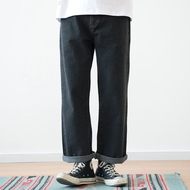 友町 春夏 日系复古黑灰色水洗宽松直筒牛仔裤男潮百搭裤子,男装,牛仔裤,淘宝优惠券,粉丝福利购,淘宝优惠卷