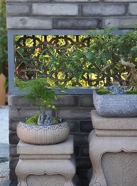 户外花园庭院摆件人造石墩凳子别墅阳台门口布置小花盆装饰品底座