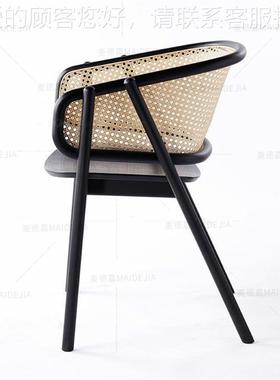 白蜡木真I藤餐椅园风家用阳台48201户外酒椅子咖啡厅店编藤NS实田