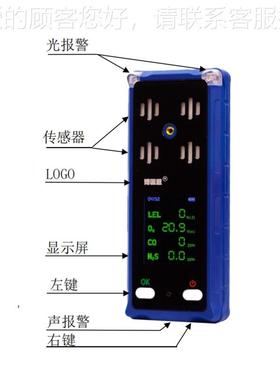 便携式合一可燃气体有测仪一氧四化碳BYSF-4/1氧气检毒有害气体报
